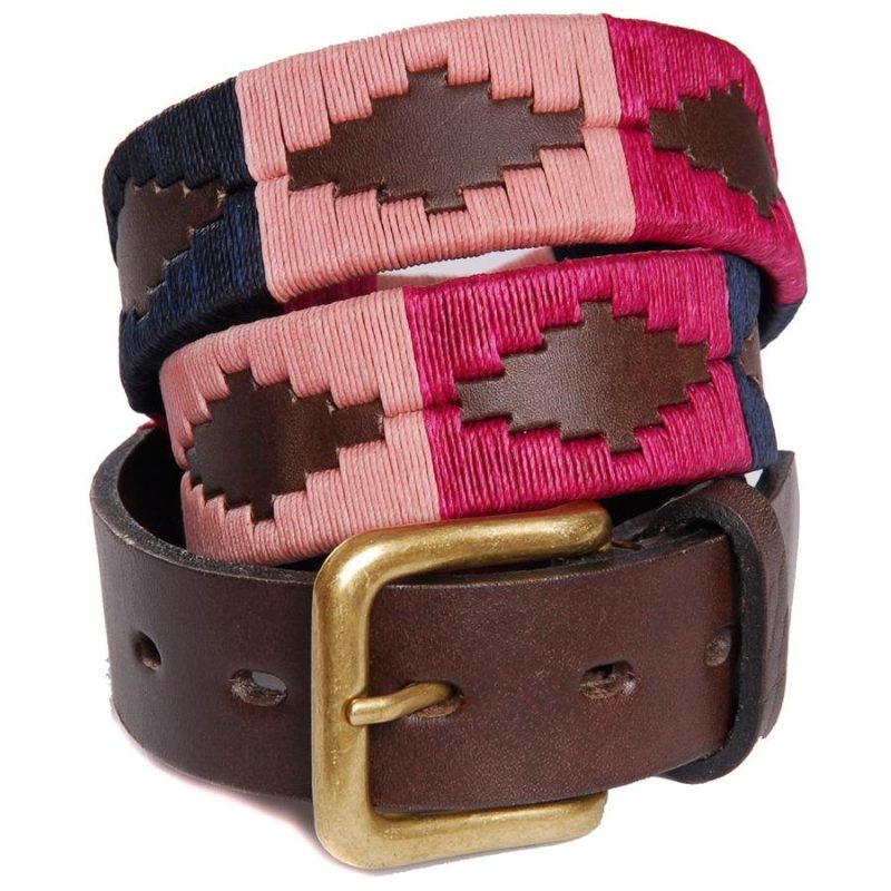 Pampa Leather Polo Belts - Berry/Navy/Pink