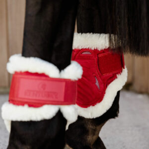 Vegan Sheepskin Young Horse Fetlock Boots Velvet Red
