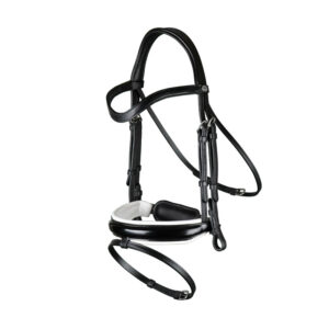 Dy'on Working Collection Patent Large Crank Noseband Bridle With White Padding And Flash
