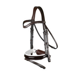 Dy'on Working Collection Patent Large Crank Noseband Bridle With White Padding And Flash